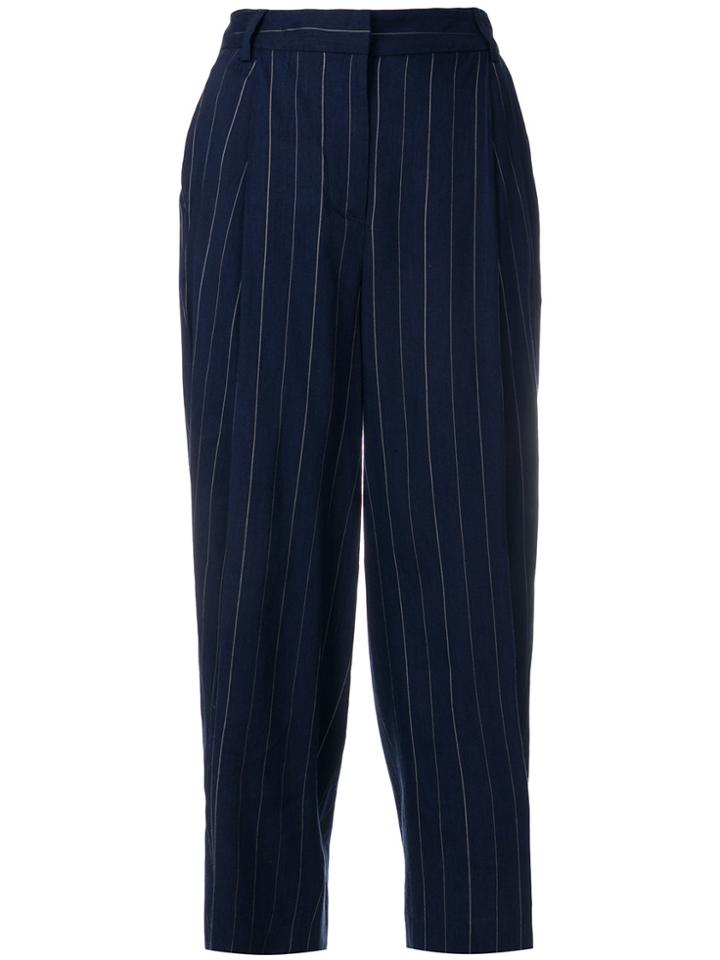 L'autre Chose Striped Design Trousers - Blue