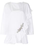 Christopher Kane Crystal Frill Cotton Top - White