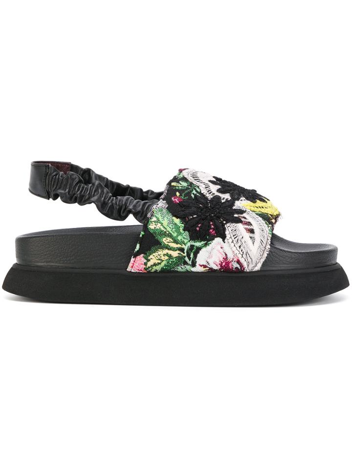 Antonio Marras Floral Lace Overlay Sandals - Black
