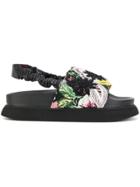 Antonio Marras Floral Lace Overlay Sandals - Black