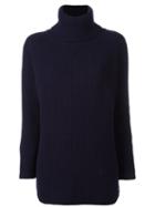 Woolrich Ribbed Roll Neck Jumper, Women's, Size: Medium, Blue, Polyamide/viscose/mohair/wool