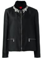 Moncler Gamme Rouge Embellished Puffer Jacket, Women's, Size: 3, Black, Mink Fur/feather Down/silk/polyester