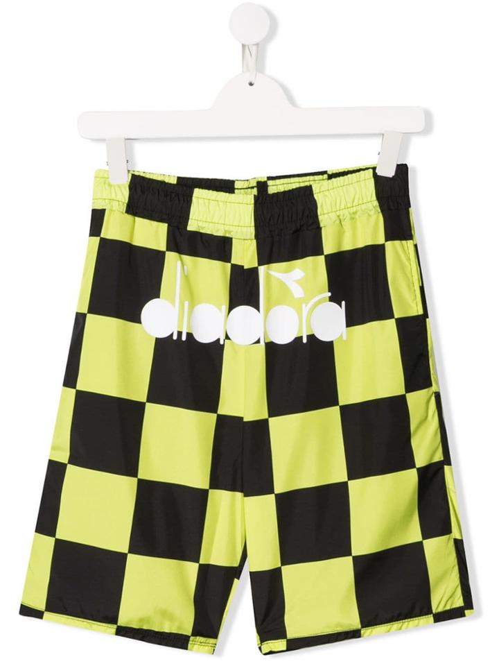 Diadora Junior Checkered Shorts - Green