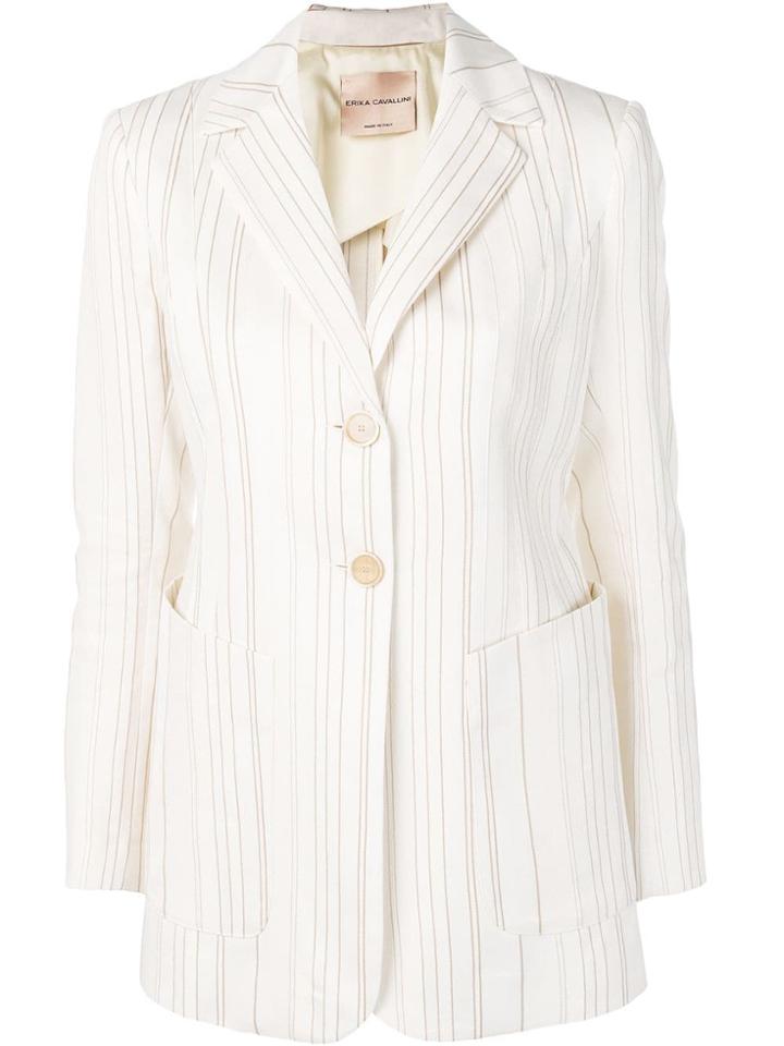 Erika Cavallini Striped Blazer - White