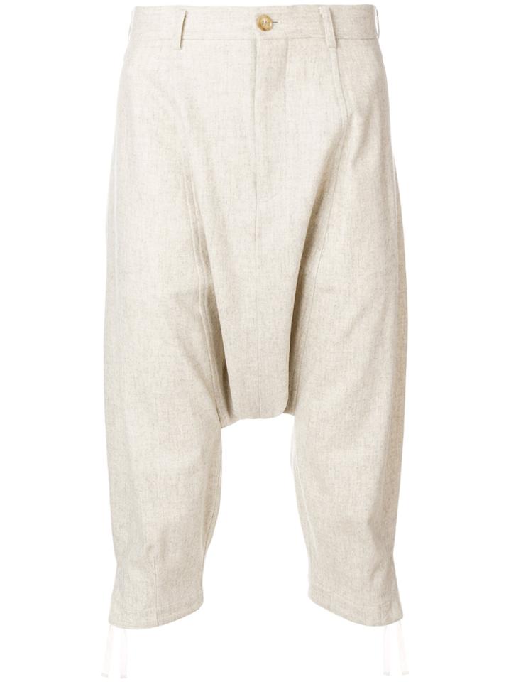 Comme Des Garçons Vintage Cropped Drop-crotch Trousers - Nude &
