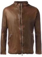 Giorgio Brato Classic Leather Jacket, Men's, Size: 48, Brown, Leather/nylon/cotton