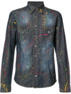 Philipp Plein Odawa Denim Shirt, Men's, Size: Large, Blue, Cotton/rhinestone