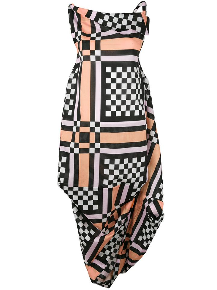 Bunched Check Dress - Women - Cotton - 46, Black, Cotton, Vivienne Westwood Anglomania