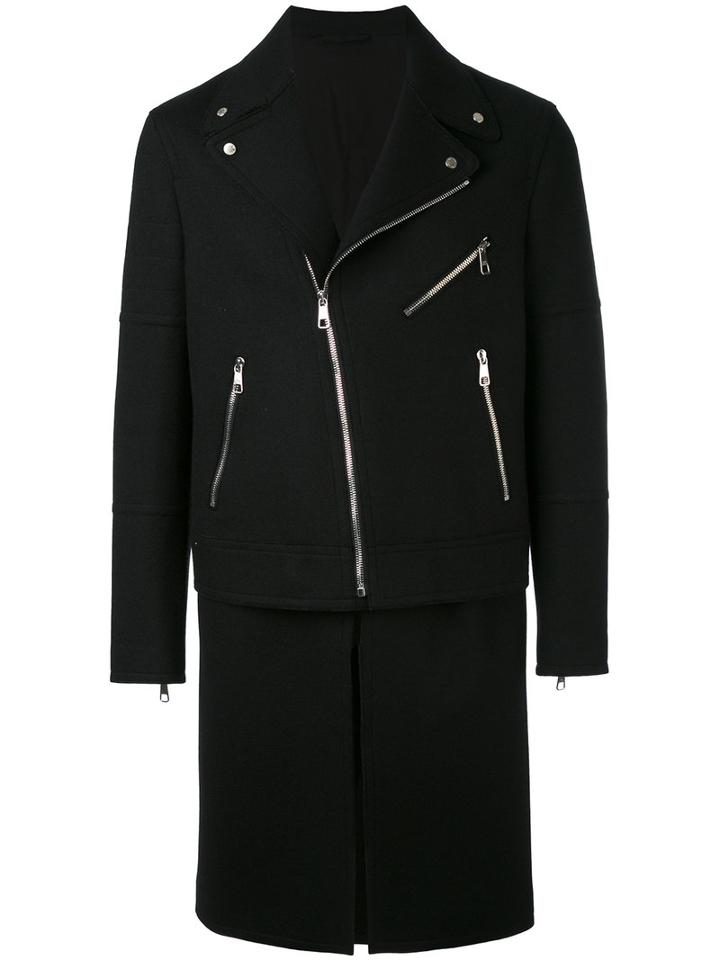 Neil Barrett - Zip-detail Coat - Men - Polyamide/spandex/elastane/cupro/wool - 52, Black, Polyamide/spandex/elastane/cupro/wool