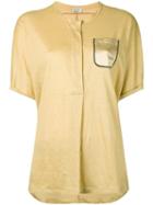 Brunello Cucinelli - Chest Pocket Shortsleeved Shirt - Women - Silk/linen/flax - Xl, Nude/neutrals, Silk/linen/flax