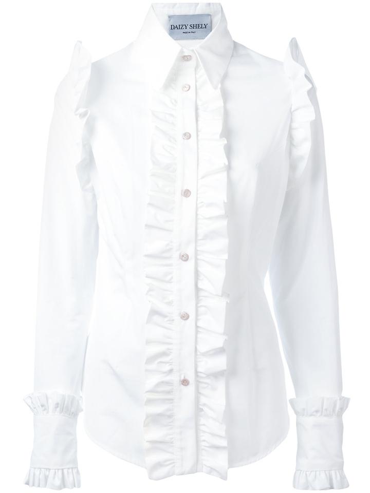 Daizy Shely - Ruffled Shirt - Women - Cotton - 44, White, Cotton