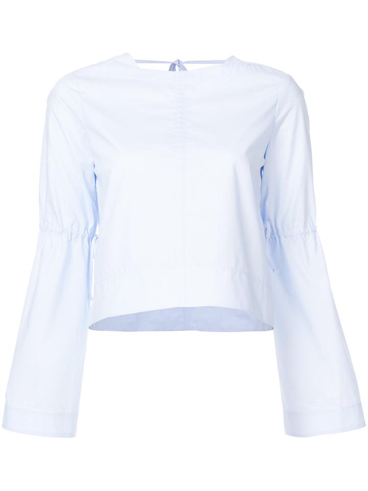 Derek Lam 10 Crosby Long Sleeve Boxy Top With Ties - Blue