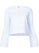 Derek Lam 10 Crosby Long Sleeve Boxy Top With Ties - Blue