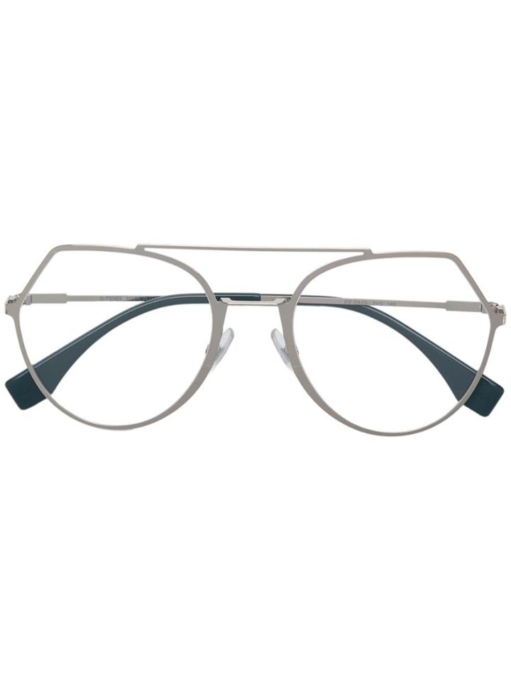 Fendi Eyewear Aviator Shaped Glasses - Silver