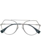Fendi Eyewear Aviator Shaped Glasses - Silver