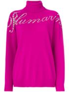 Blumarine Sequinned Logo Sweater - Pink & Purple