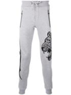 Philipp Plein - Embroidered Track Trousers - Men - Cotton - M, Grey, Cotton