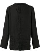 Andrea Ya'aqov Collarless Shirt, Men's, Size: Medium, Black, Linen/flax