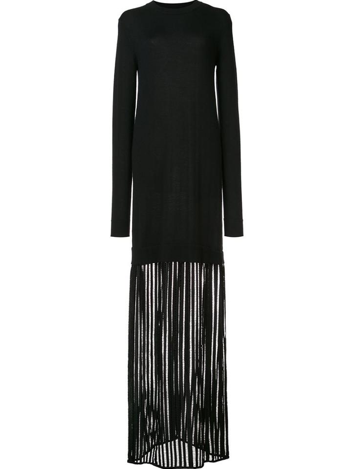Sally Lapointe Sheer Detail Longsleeved Dress, Women's, Size: Large, Black, Cashmere
