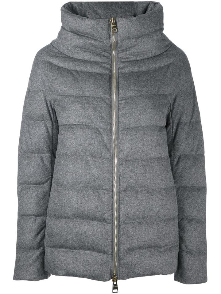 Herno Padded Jacket, Women's, Size: 42, Grey, Silk/feather Down/polyamide/cashmere