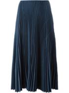 Cédric Charlier Pleated Midi Skirt, Women's, Size: 40, Blue, Polyester