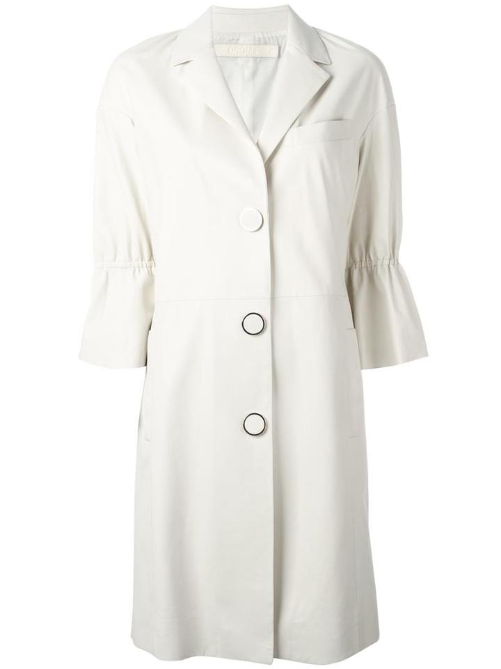 Drome Single Breasted Coat, Women's, Size: Small, White, Lamb Skin/acetate/cupro