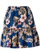 Philosophy Di Lorenzo Serafini Floral Ruffled Skirt, Women's, Size: 42, Blue, Polyester