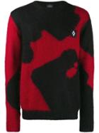 Marcelo Burlon County Of Milan Two-tone Logo Patch Jumper - Red