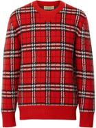 Burberry Check Cashmere Jacquard Sweater - Red