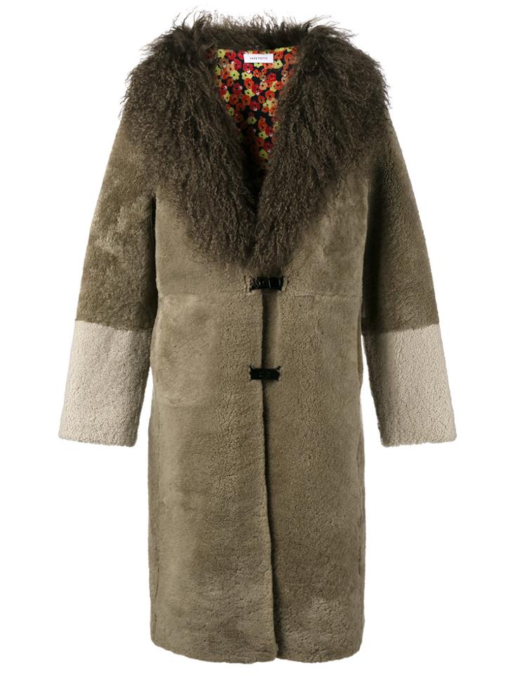 Saks Potts Shearling Collared Coat - Brown