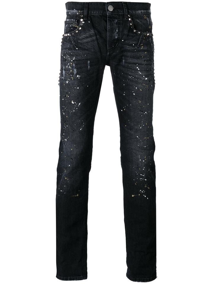 Les Hommes - Paint Splash Jeans - Men - Cotton - 31, Black, Cotton