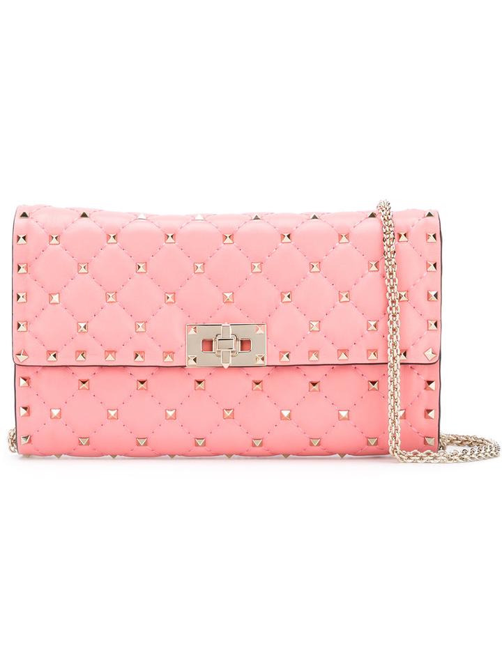 Valentino - Valentino Garavani Rockstud Spike Shoulder Bag - Women - Lamb Skin/metal - One Size, Women's, Pink/purple, Lamb Skin/metal