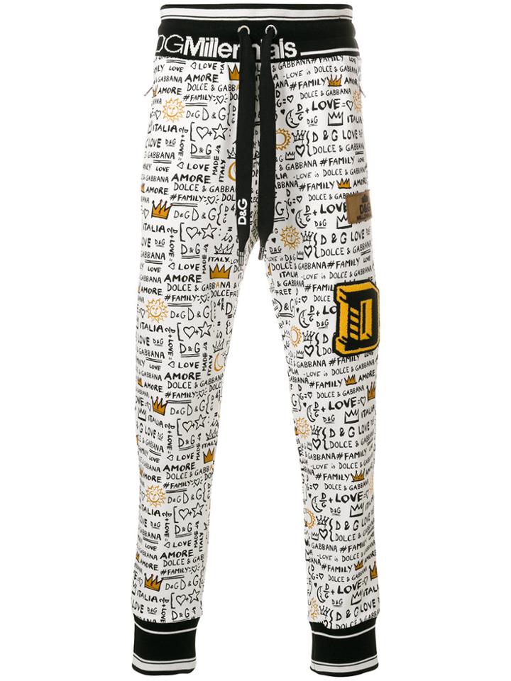 Dolce & Gabbana Graffiti Print Track Pants - White