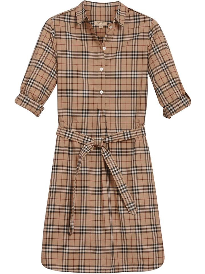 Burberry Check Cotton Tunic Dress - Brown