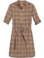 Burberry Check Cotton Tunic Dress - Brown