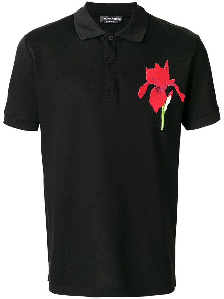 Alexander Mcqueen - Floral Patch Polo Shirt - Men - Cotton - Xl, Black, Cotton