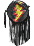 Just Cavalli Lightning Print Crossbody Bag, Women's, Black, Calf Leather/suede