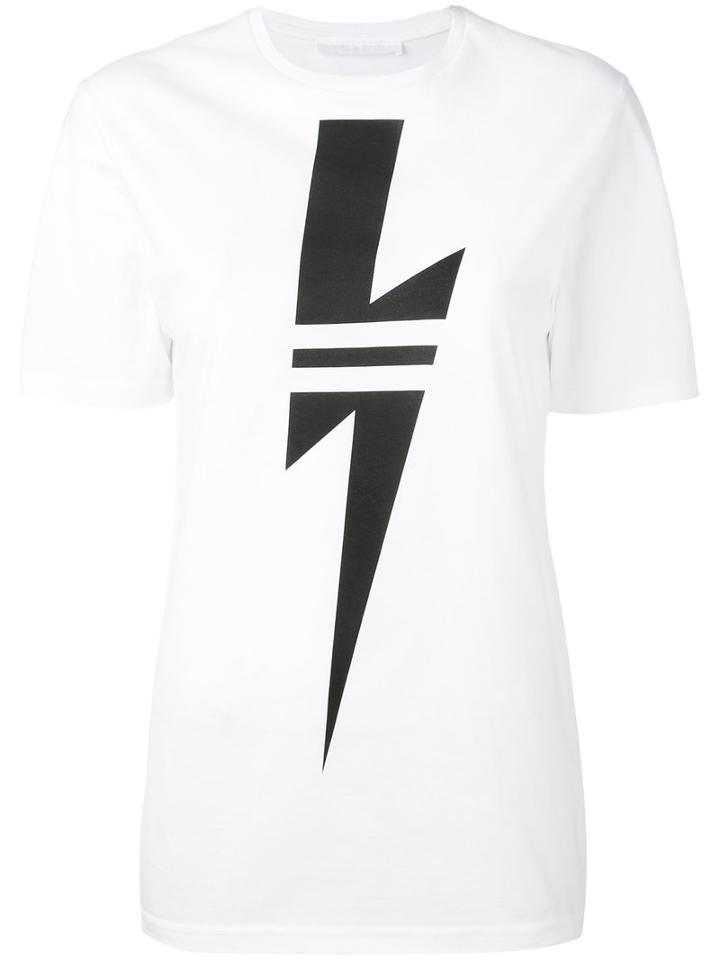 Neil Barrett - Lighting Print T-shirt - Women - Cotton - S, White, Cotton