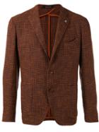 Tagliatore - Houndstooth Blazer - Men - Cotton/linen/flax/viscose - 46, Yellow/orange, Cotton/linen/flax/viscose