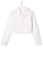 Monnalisa Teen Ruffled Denim Jacket - White