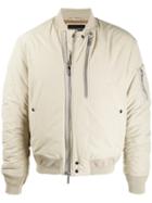 Emporio Armani Ruched Zip-up Bomber Jacket - Neutrals