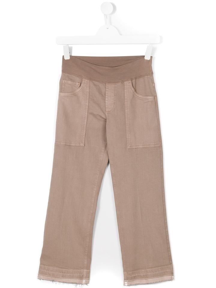 European Culture Kids Teen Raw Hem Trousers - Nude & Neutrals