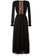 Red Valentino Embroidered Panel Dress, Women's, Size: Small, Black, Virgin Wool/polyamide/spandex/elastane