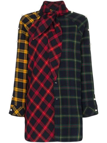 Blindness Contrast Tartan Shirt - Red