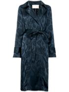 Peter Pilotto Satin Jacquard Trench Coat - Blue