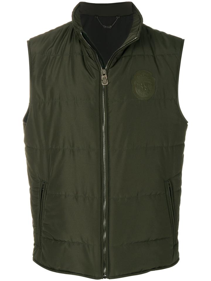 Billionaire Logo Patch Padded Gilet - Green