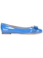 Salvatore Ferragamo Varina Ballerinas, Women's, Size: 9.5, Blue, Calf Leather/leather