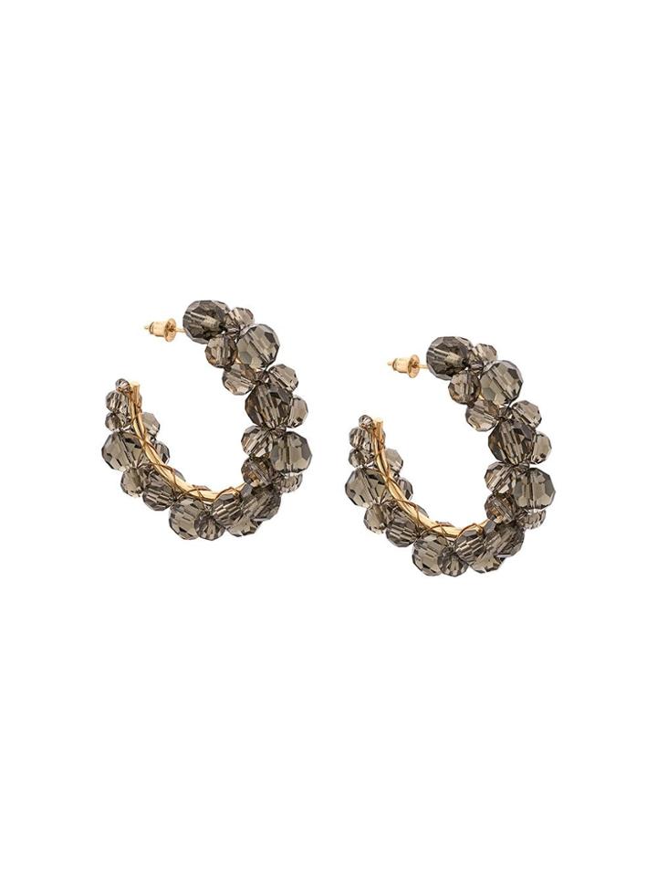 Simone Rocha Crystal Beaded Hoops - Black