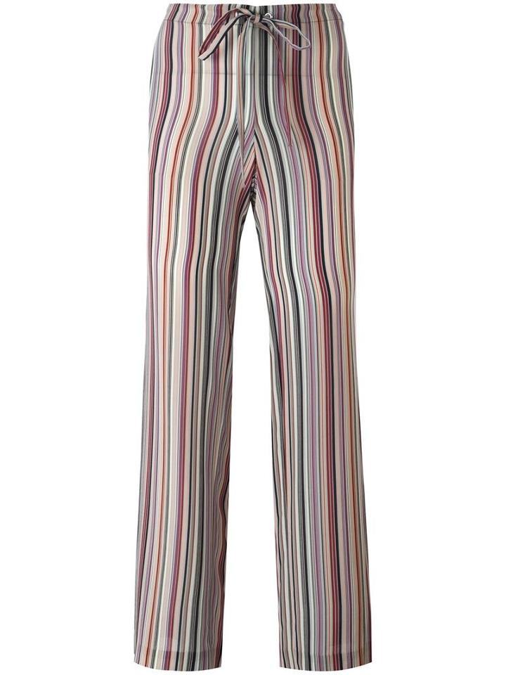 Theory Striped Straight Trousers, Women's, Size: Small, Silk/polyester