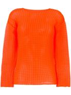 Issey Miyake Vintage Fluoro Pleated Top, Women's, Size: Small, Yellow/orange